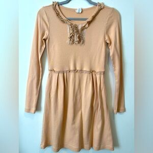 Girls CrewCuts Dress Size 12 Soft Peach Color With Silk Trim & Side Pockets